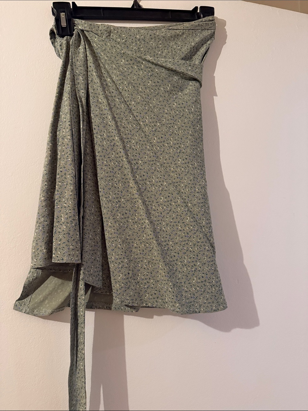 Brandy Melville Sage Green Floral Asymmetrical Wrap Skirt